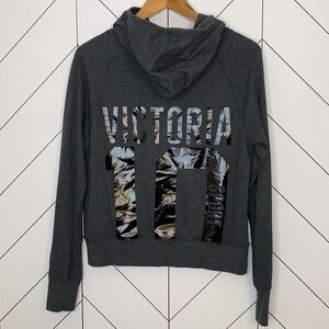 Victoria’s Secret VSX Sport Perfect 10 Gray Hoodie Sweatshirt Jacket Size Small